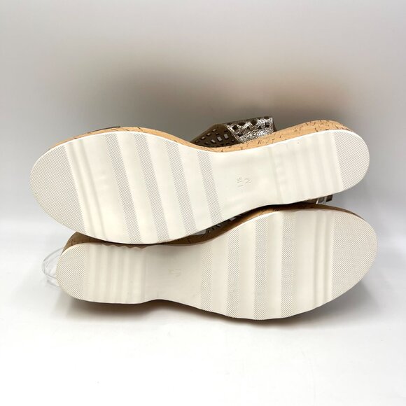 Vaneli Womens Size 11.5 Metallic‎ Gold Perforated Wedges Sandals Shoes - Picture 8 of 13